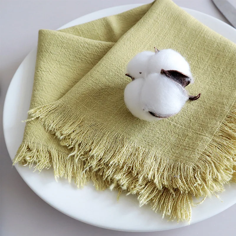 Cotton Linen Napkins with Rustic Boho Fringe, Handmade Cloth, Fall, Christmas, Wedding Decor, 18x18Inch, 6 Packs - Image 7