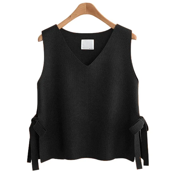 Crop New knit Top women vest sweater short Korean wool Vest Pullover belt wear Cashmere knitwears Waistcoat Woman clothing y2k - Image 6
