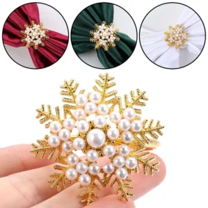 Metal Pendant Kitchen & Bar Wedding Supplies DIY Craft Mouth Ring Christmas Supplies Snowflake Napkin Ring Table Decoration