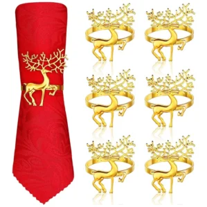 Christmas Napkin Rings Gold Reindeer Used For Holiday Parties Christmas Wedding Thanksgiving Home Dinner Table Decoration