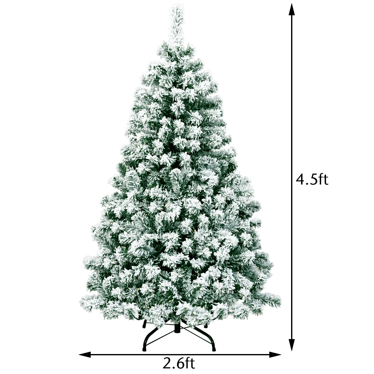 4.5Ft Pre-Lit Premium Snow Flocked Hinged Artificial Christmas Tree w/200 Lights - Image 2