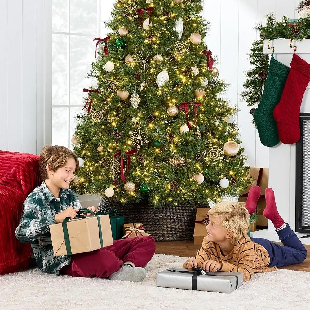 Pre-Lit Artificial Scotch Pine Christmas Tree 7.5ft with 1500 Twinkling Micro LED Lights Holiday Decor Cordless Assembly - Image 5